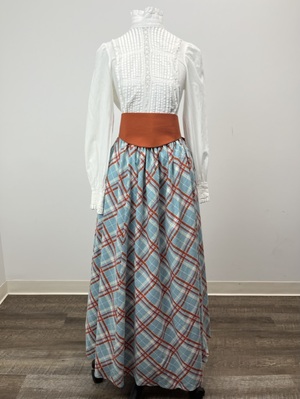 Victorian/Edwardian Ladies Blue Plaid Skirt Ensemble