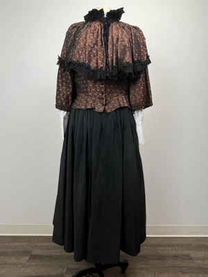 Victorian Silk Rust and Black Capelet Costume