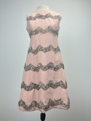 Vintage 1960's Pink and Silver Sheath Dress