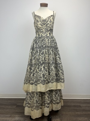 Vintage 1950's Black and White Evening Gown