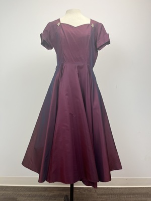 Vintage 1950's Plum Purple Taffeta Dress
