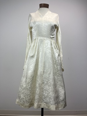 Vintage 1950's White Brocade Cocktail Dress