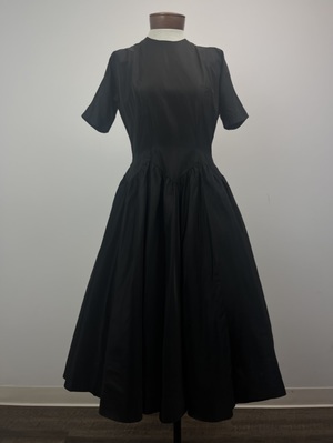 Vintage 1950's Black Silk Taffeta Cocktail Dress