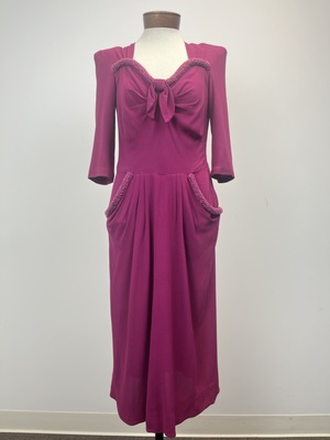 Vintage 1940s Magenta Cocktail Dress