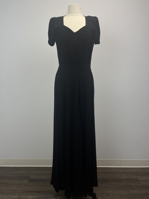 Vintage 1940's Black Crepe Evening Gown