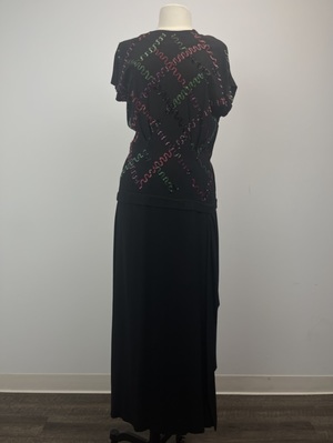 Vintage 1940's Black Evening Gown with Colored Sequins