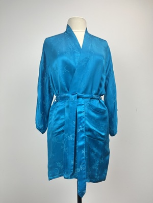 Turquoise Silk Asian Wrapper Dressing Gown