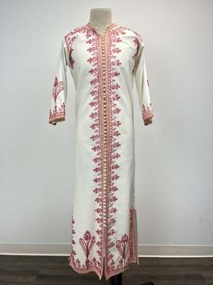 Cream and Red Moroccan Kaftan