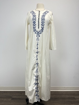 Cream and Blue Moroccan Robe 