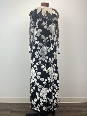 Vintage 1970's Black and Silver At Home Gown