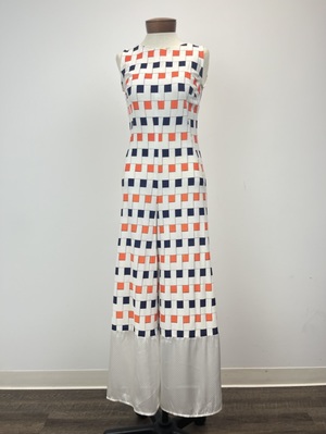 Vintage 1970's Navy and Orange Block Minimalist Jumpsuit