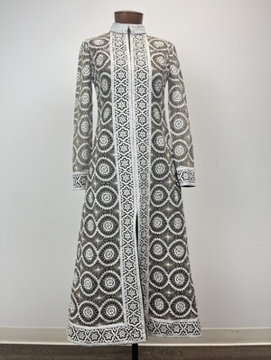 Vintage 1970's Cream and Brown Sequin Gown