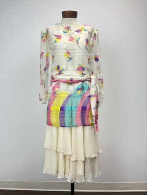 Vintage 1980's Floral Chiffon Cocktail Dress