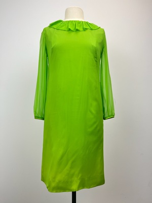 Vintage Lime Green Silk Chiffon Cocktail Dress