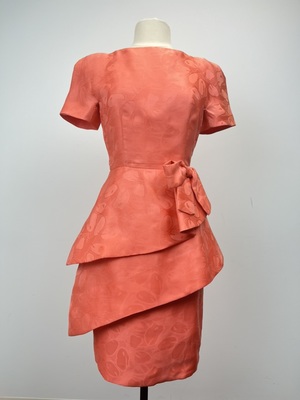 Vintage 1980's Peach Arnold Scaasi Cocktail Dress