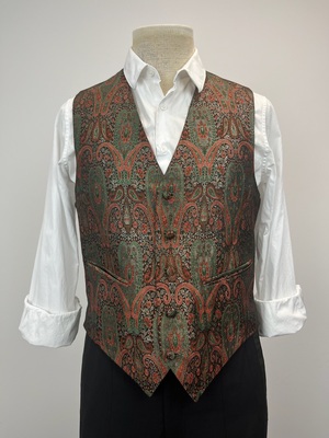 Burnt Orange and Green Paisley Vest