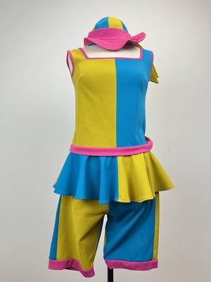 Vintage Reproduction Turquoise and Yellow 1920's Bathing Suit