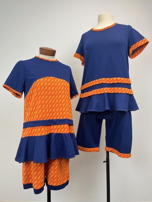 Vintage Reproduction Navy and Orange 1920's Bathing Suit