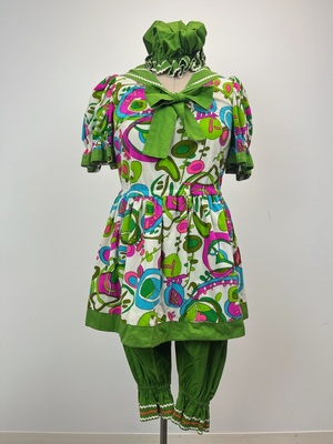 Vintage Reproduction Green Botanical 1920's Bathing Suit