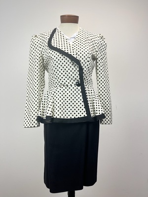 Vintage 1980's Black and White Polka Dot Ladies Suit