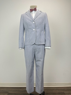 Blue and White Striped Brooks Brothers Seersucker Two-Piece Suit