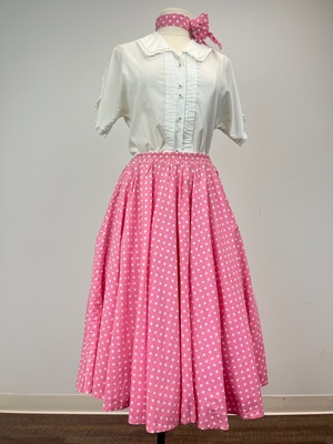 1950's Pink and White Polka Dot Skirt