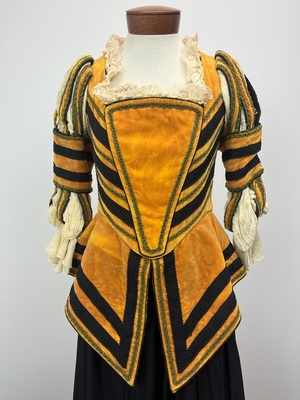 Yellow Velvet and Lace Renaissance Bodice and Skirt