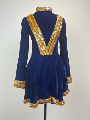 Vintage Royal Blue and Gold Sequin Cheerleader