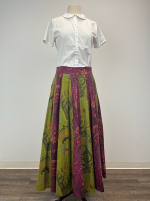 Vintage 1970's Paisley Purple and Green Wool Skirt