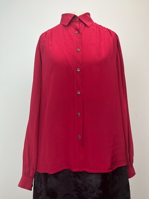 Vintage 1970's Cranberry Red Silk Blouse