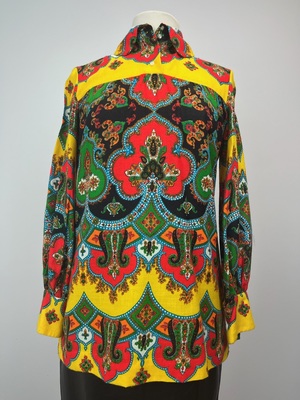 Vintage 1970's Multicolored Paisley Blouse