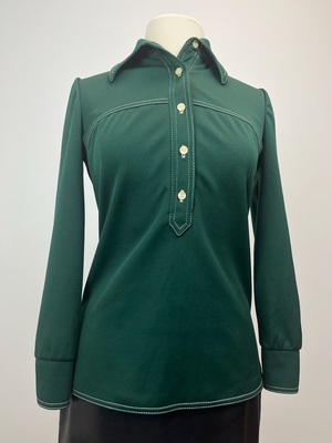 Women's Vintage 1970's Green Cowboy Shirt
