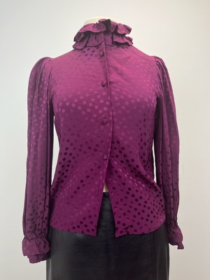 Vintage 1970's Purple Blouse with Ruffle Collar