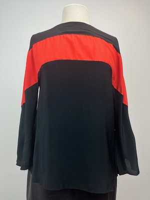 Vintage 1970's Black and Orange Mod Blouse