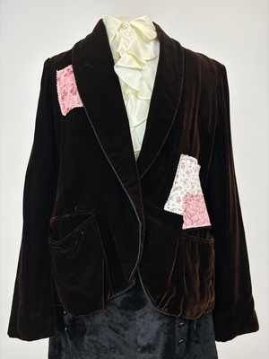 Women's Brown Velvet Patched Jacket