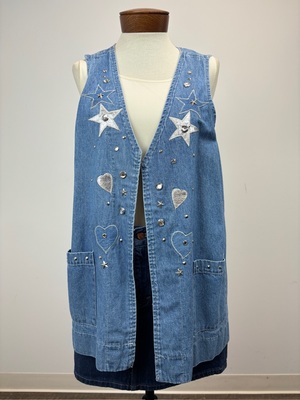 Women's Chambray Vest with Silver Star Applique