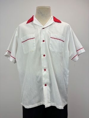 1950's White and Red Bowling Shirt