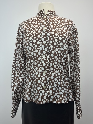 1970's Chocolate Brown and White Dot Blouse