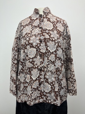 1970's Brown and Beige Paisley Blouse