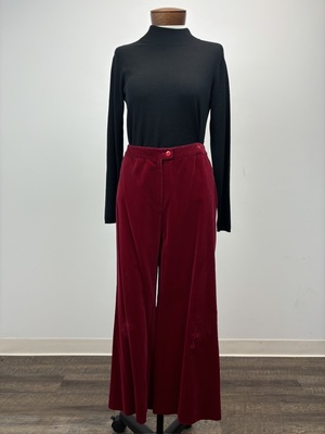 Women's Cherry Red Cotton Velvet Pants