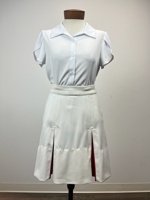 Vintage Reproduction White Tennis Skirt with Red Pleats