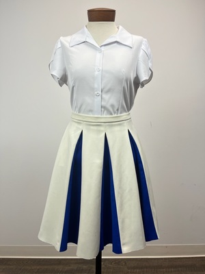 Vintage Reproduction White Tennis Skirt with Blue Pleats