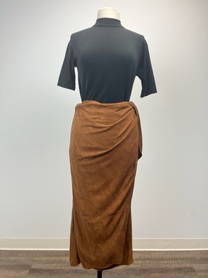 Brown Suede Wrap Skirt