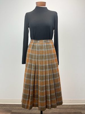 1970's Vintage Mustard and Taupe Plaid Skirt