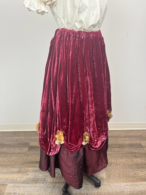 Burgundy Velvet and Silk Victorian Skirt