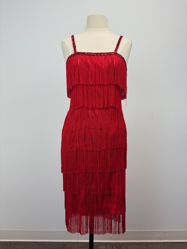 open lace back dress Zapaka Women Sparkly Red Sequined 1920s Flapper Dress with 20s Accessories, Red / M