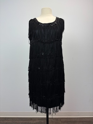Black Fringe Flapper Dress