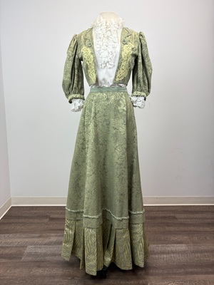 1890's Mint Green Brocade Jacket and Skirt