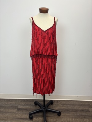 Exquisite Costumes:: Red Beaded Drop Waist Dress Rental - Costumes