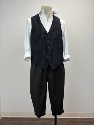 Black and Grey Pinstripe Vest for Delancey Brothers with Coordinated Shirt, Pants